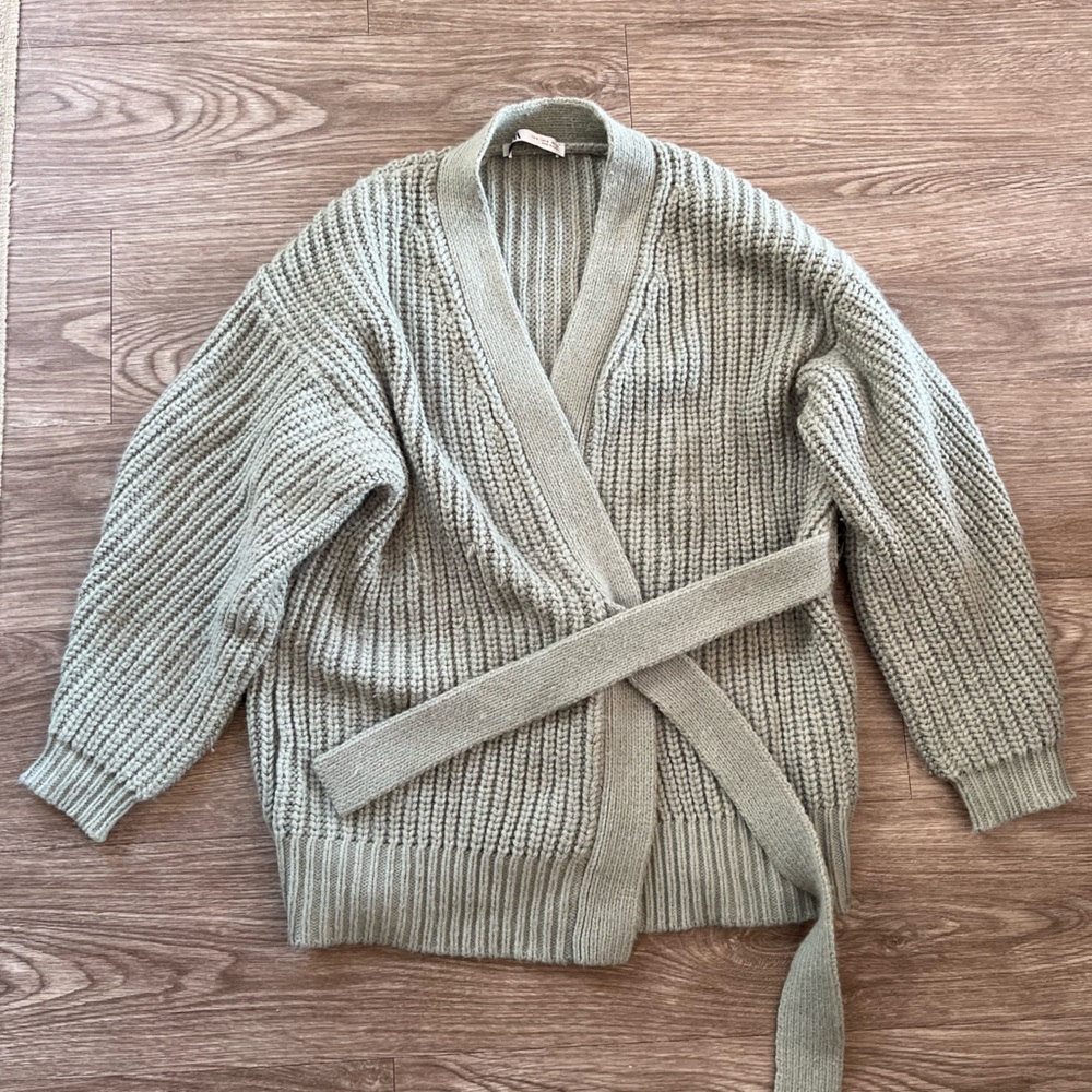 Zara Sage Green Knit Kimono Cardigan